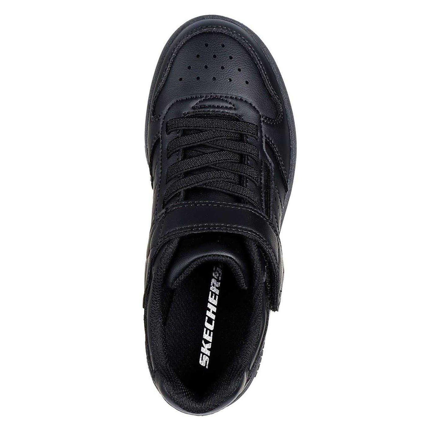 Black - Side - Skechers Childrens-Kids Q Street Leather Trainers