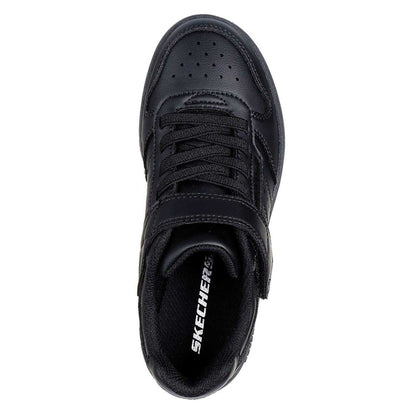 Black - Side - Skechers Childrens-Kids Q Street Leather Trainers