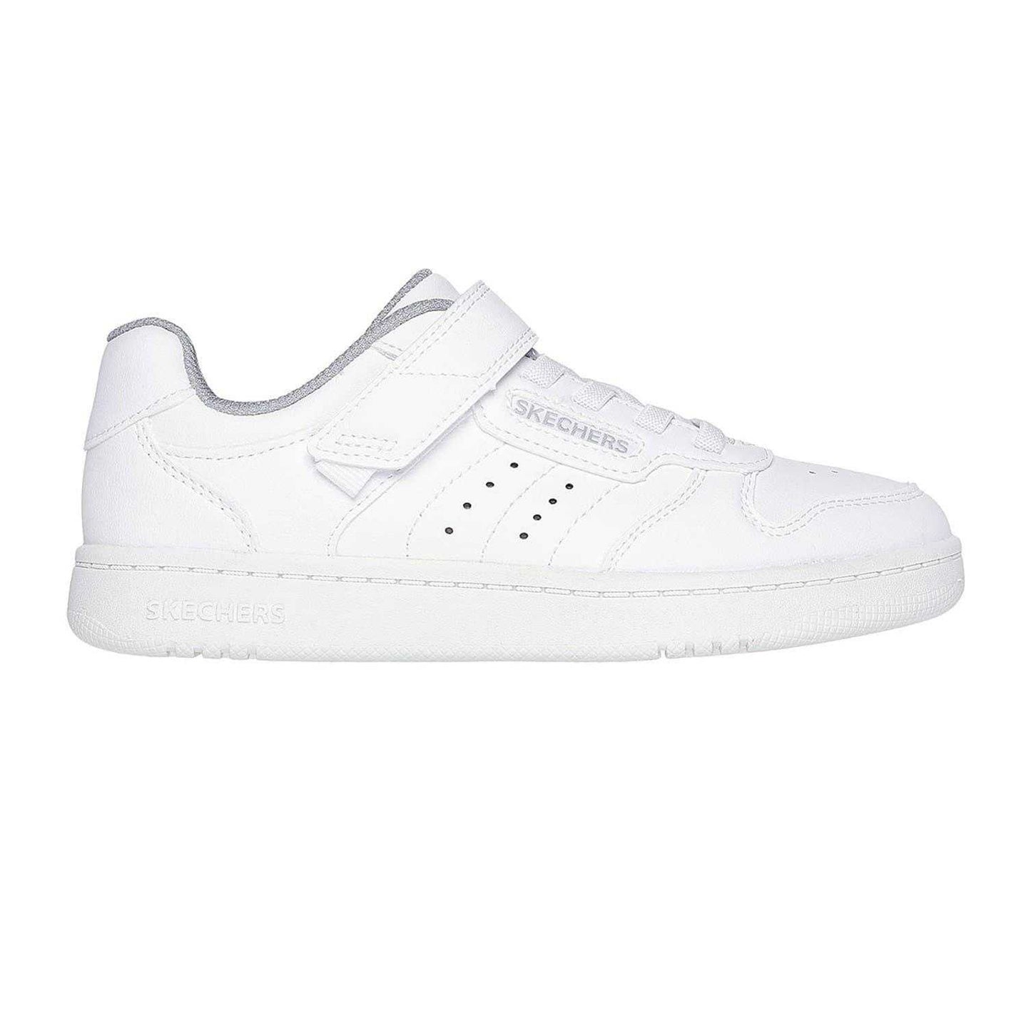 White - Front - Skechers Childrens-Kids Q Street Leather Trainers
