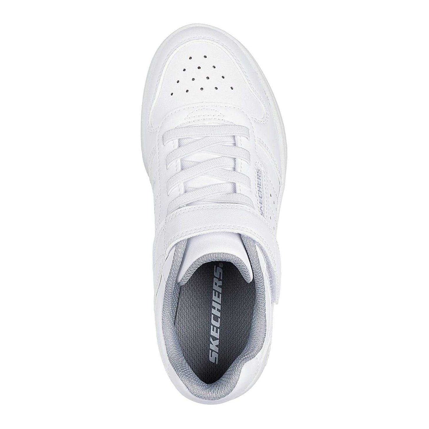 White - Side - Skechers Childrens-Kids Q Street Leather Trainers