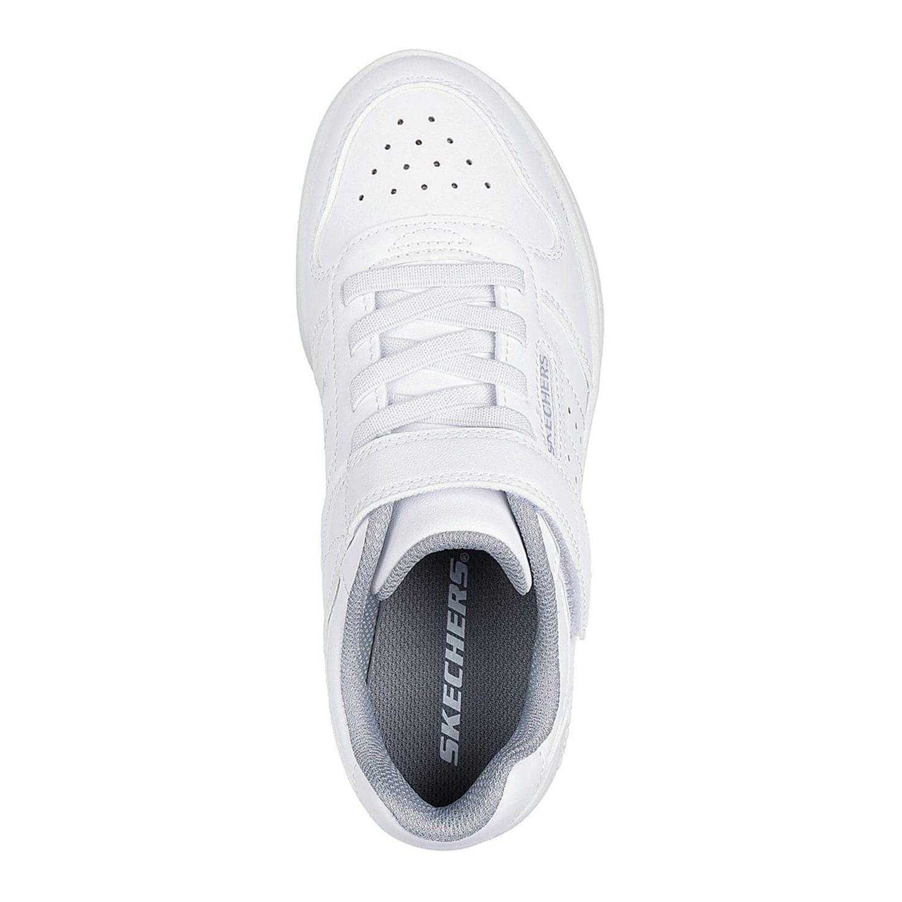White - Side - Skechers Childrens-Kids Q Street Leather Trainers