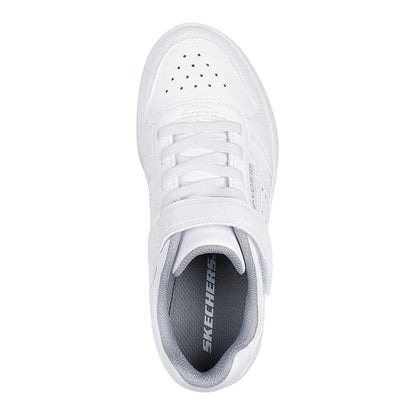 White - Side - Skechers Childrens-Kids Q Street Leather Trainers