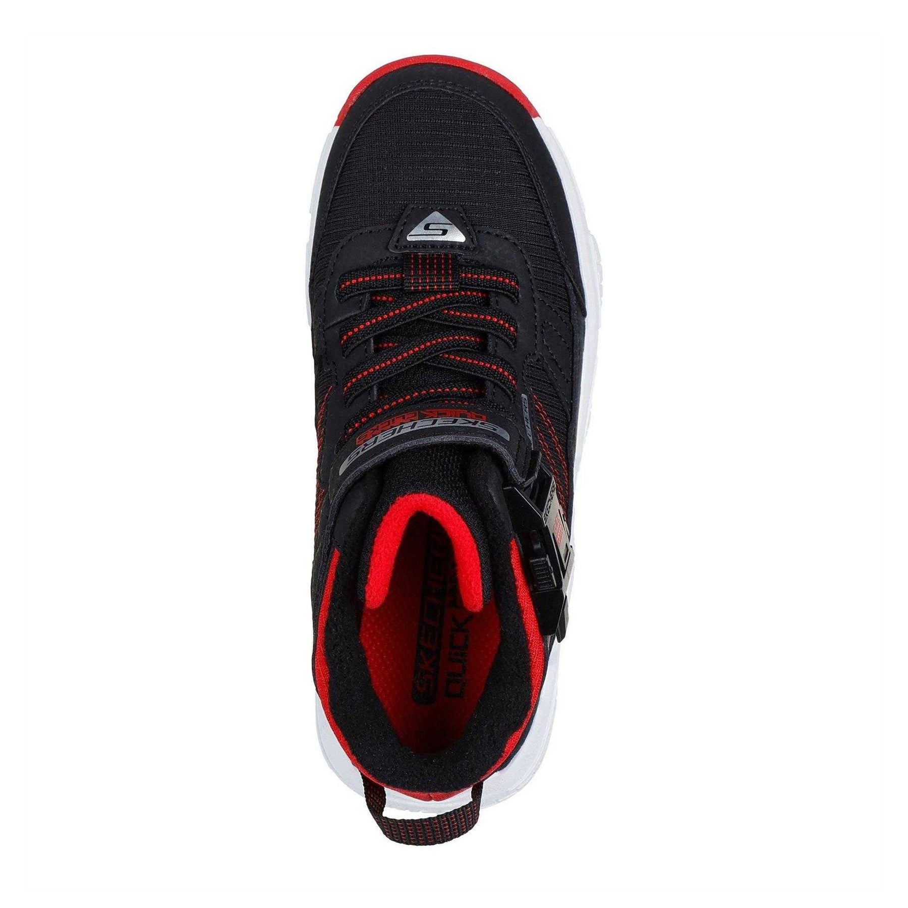Black-Red - Side - Skechers Childrens-Kids Lunnix Trainers