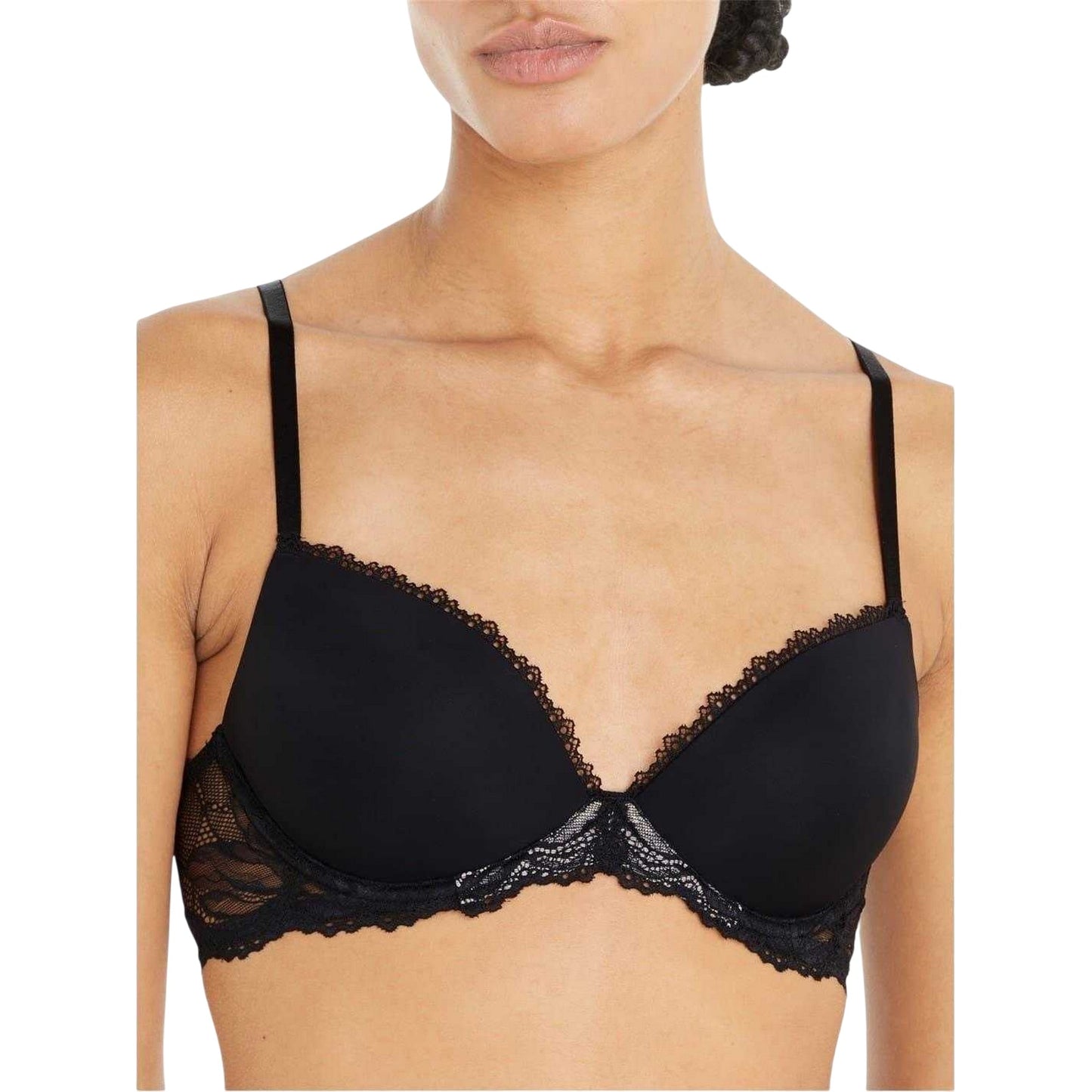Black - Side - Calvin Klein Womens-Ladies Demi Lace Bra