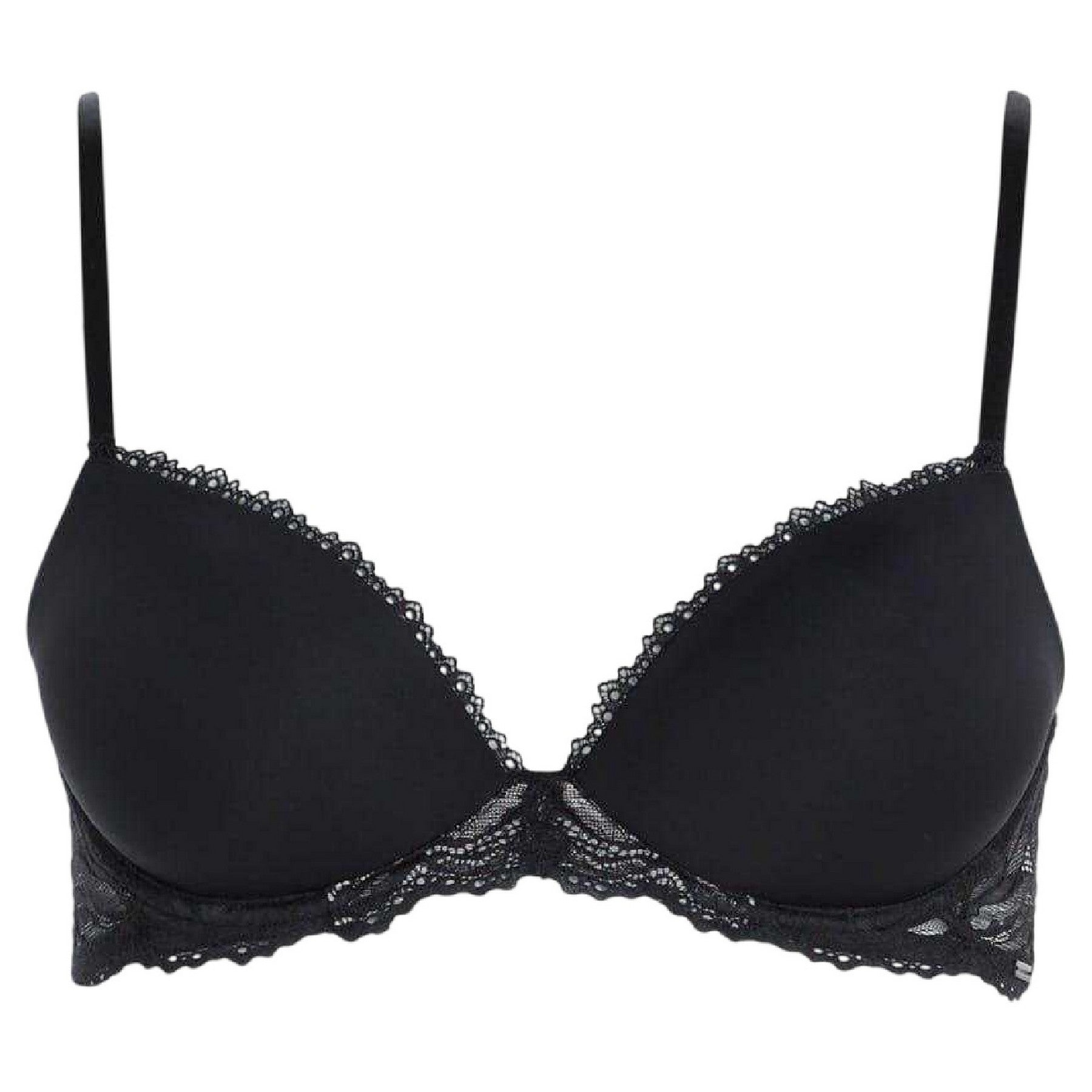 Black - Front - Calvin Klein Womens-Ladies Demi Lace Bra