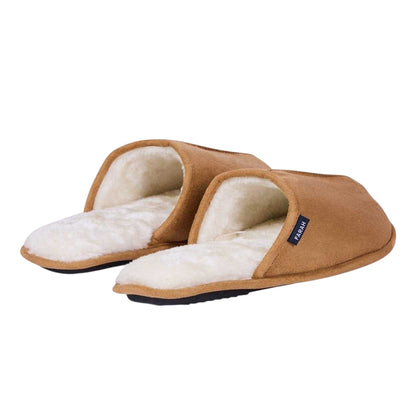 Brown - Back - Farah Mens Ahlers Mule Slippers