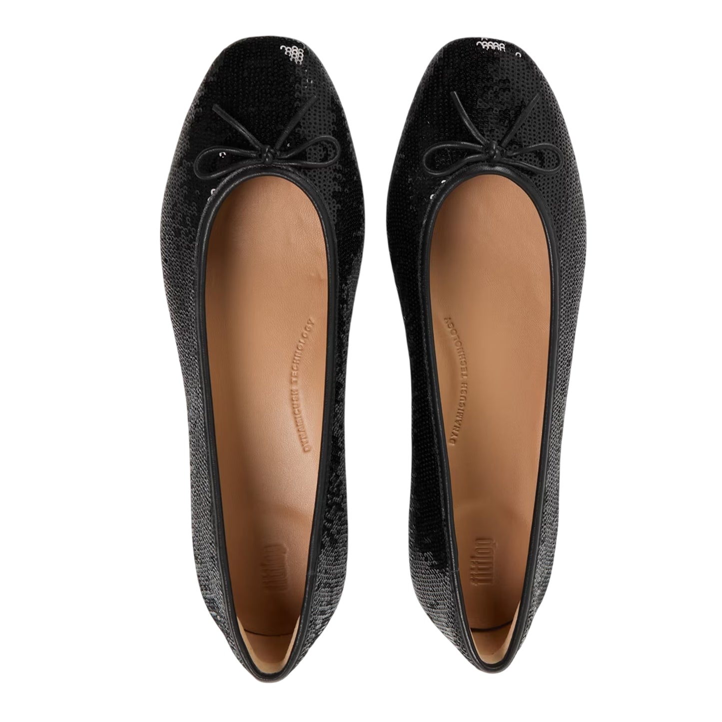 Black - Lifestyle - Fit Flop Womens-Ladies Bow Sequin Ballet Flats