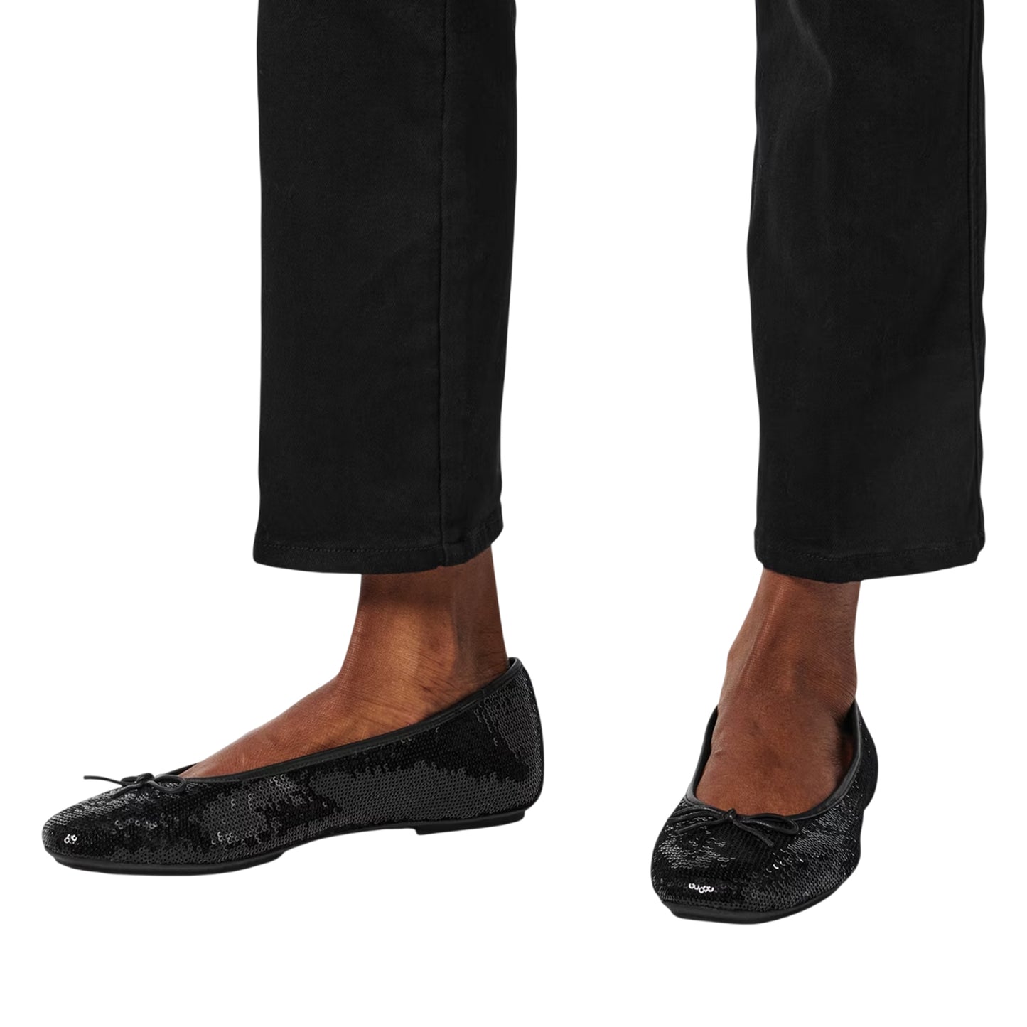 Black - Pack Shot - Fit Flop Womens-Ladies Bow Sequin Ballet Flats