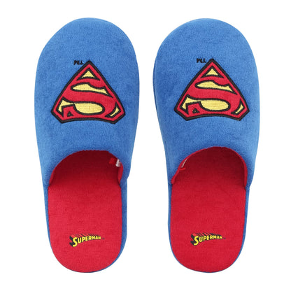 Blue-Red - Side - Superman Mens Superman Logo Mule Slippers