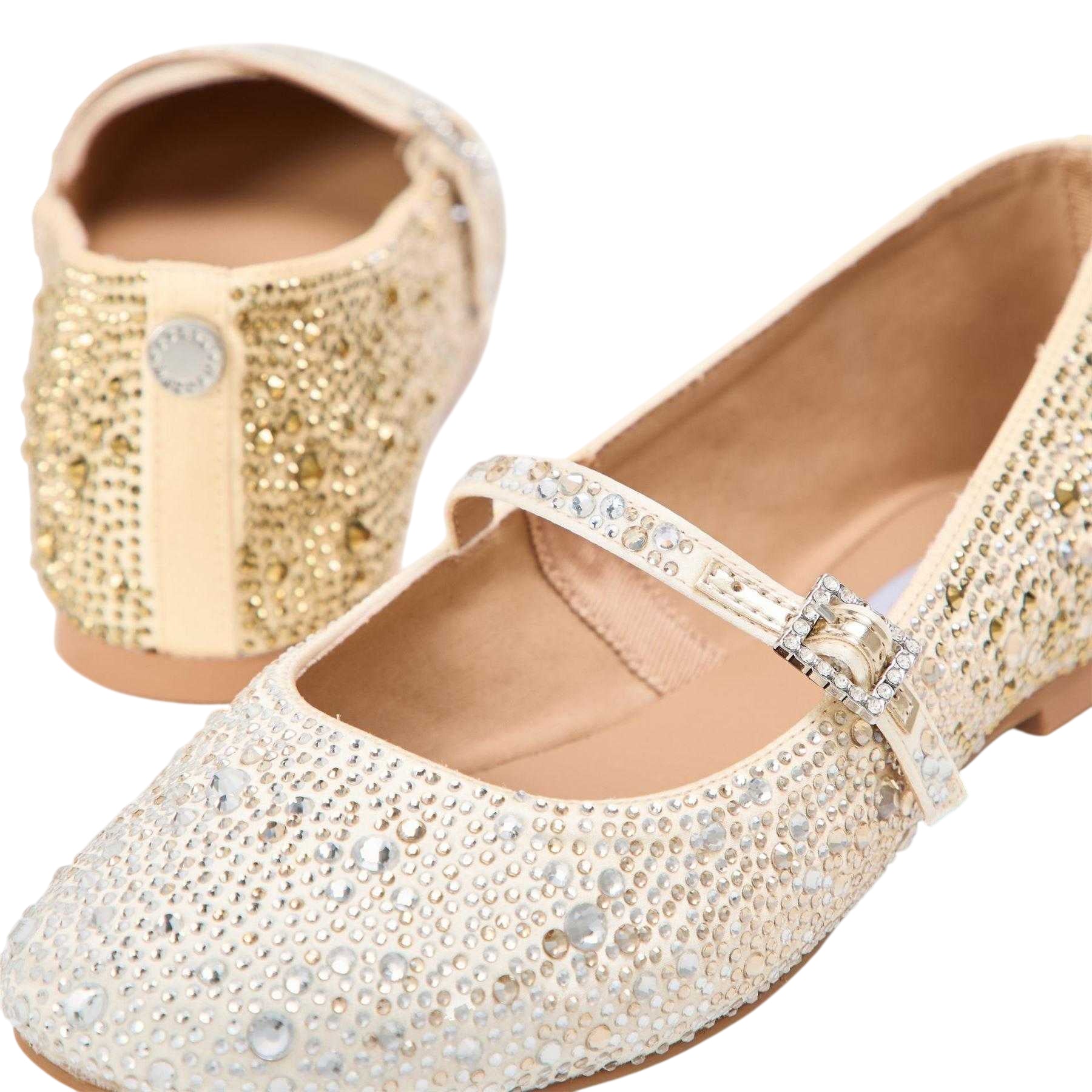 Gold - Side - Steve Madden Womens-Ladies Brissa Leopard Ballet Flats