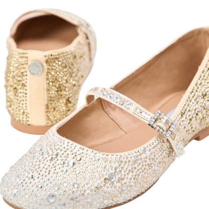 Gold - Side - Steve Madden Womens-Ladies Brissa Leopard Ballet Flats