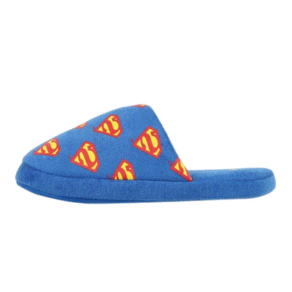 Blue-Red - Back - Superman Childrens-Kids Logo All-Over Print Mule Slippers