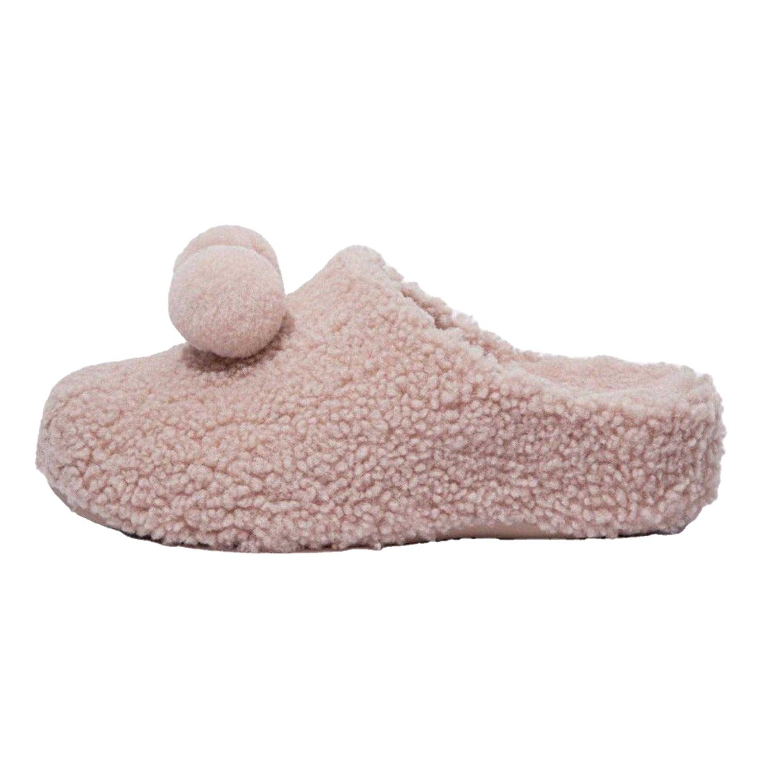Beige - Back - Fit Flop Womens-Ladies Pom Pom Clogs