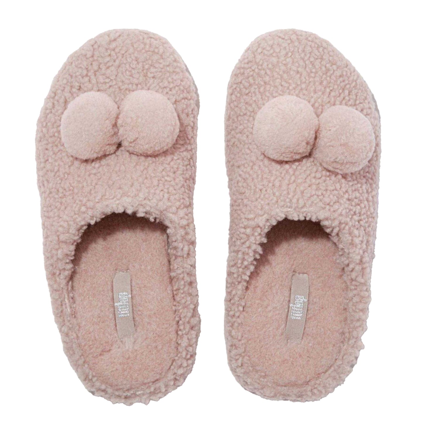 Beige - Side - Fit Flop Womens-Ladies Pom Pom Clogs