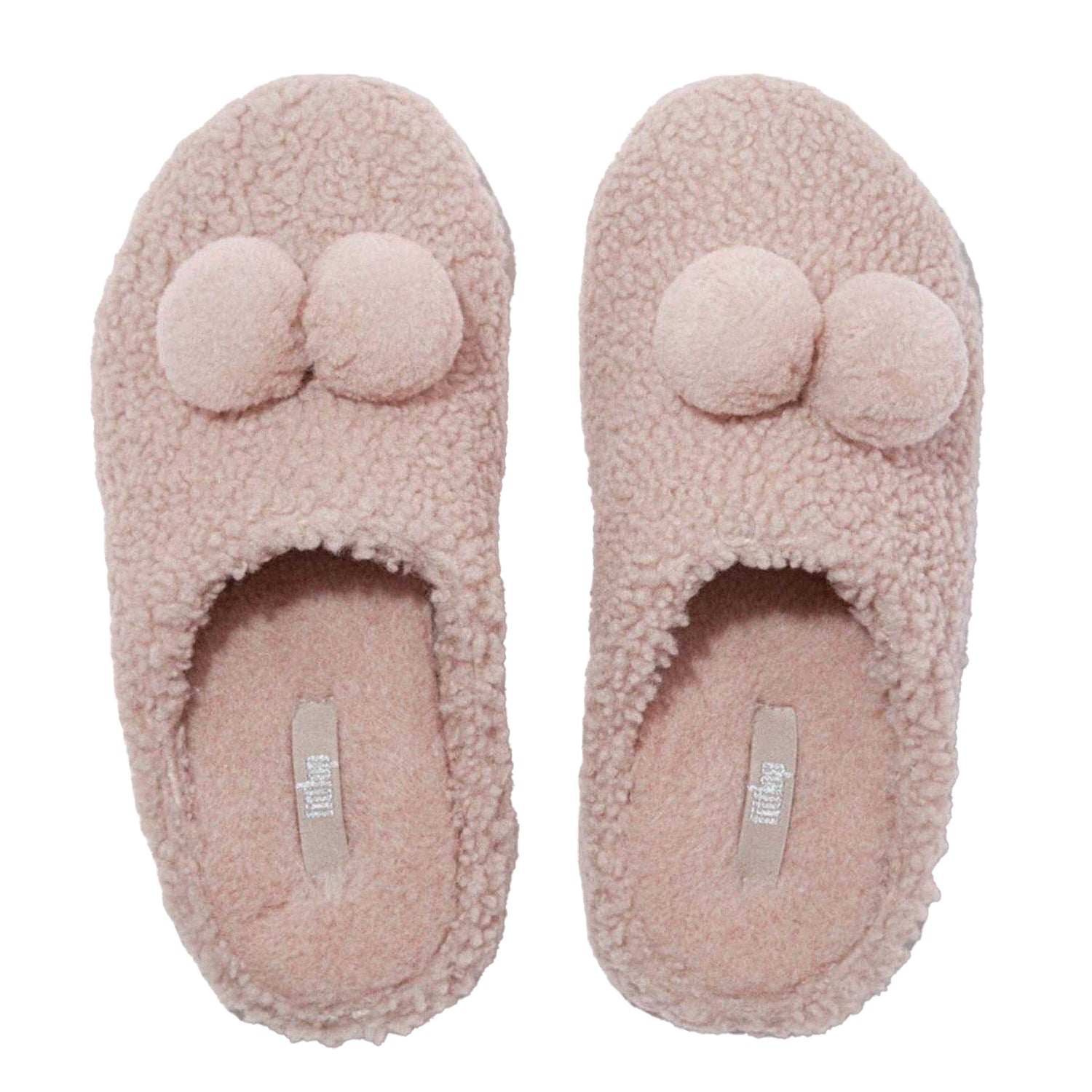 Beige - Side - Fit Flop Womens-Ladies Pom Pom Clogs