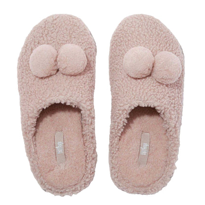 Beige - Side - Fit Flop Womens-Ladies Pom Pom Clogs