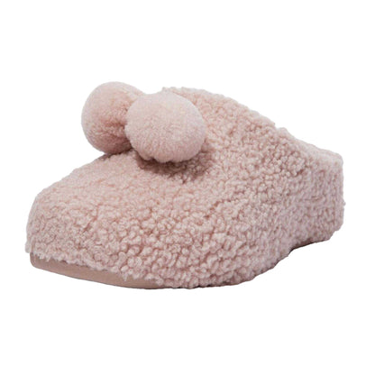 Beige - Pack Shot - Fit Flop Womens-Ladies Pom Pom Clogs