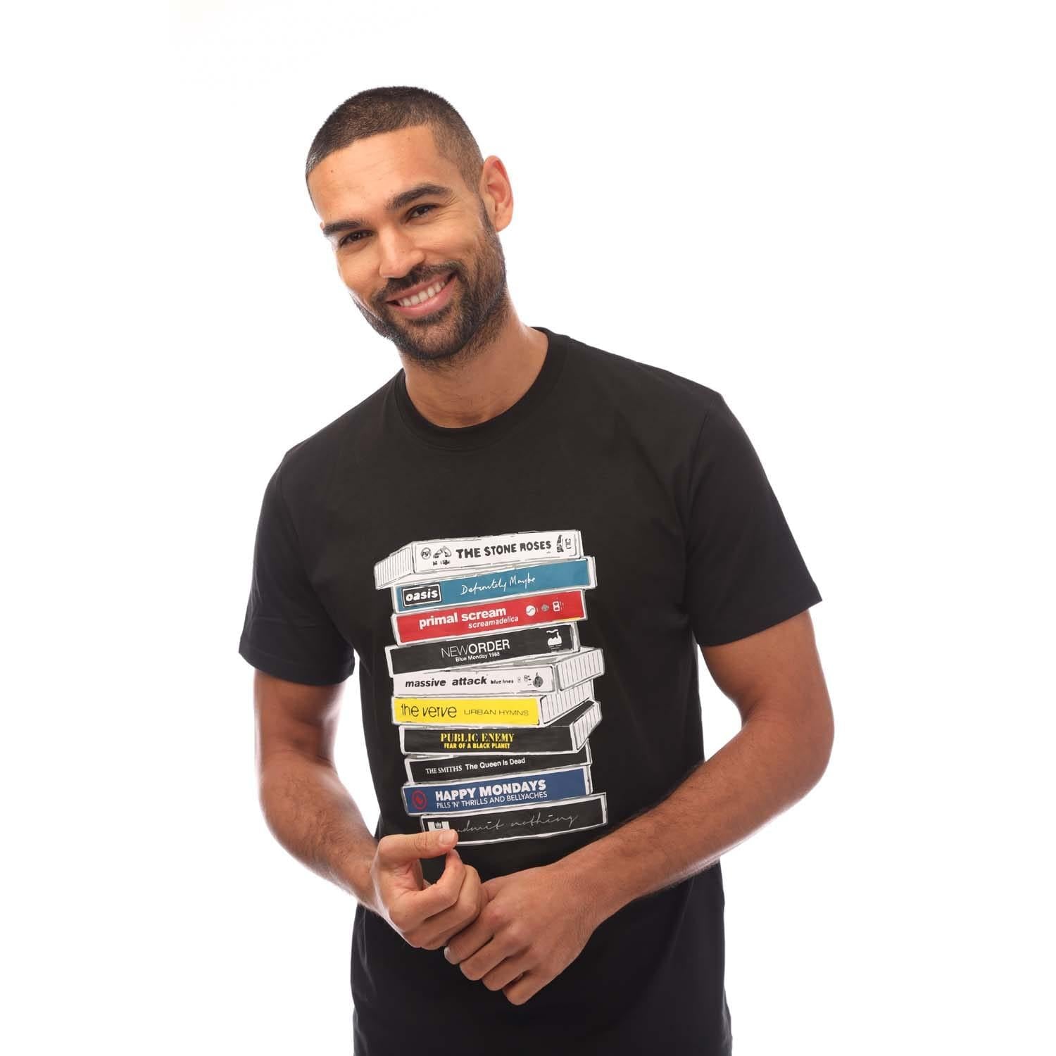 Black - Side - Weekend Offender Mens Cassettes T-Shirt