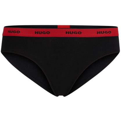 Black-Red - Front - Hugo Womens-Ladies Mid Rise Briefs