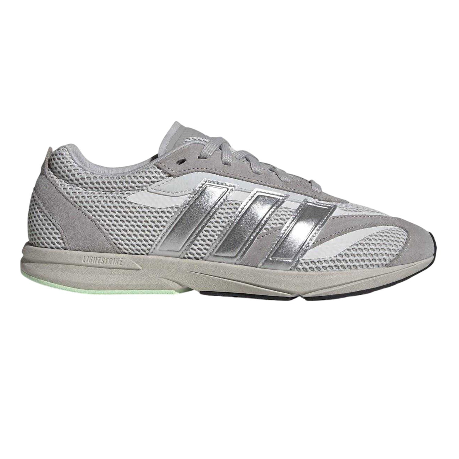 White-Silver - Front - Adidas Womens-Ladies Lightblaze 3 Stripes Suede Shoes