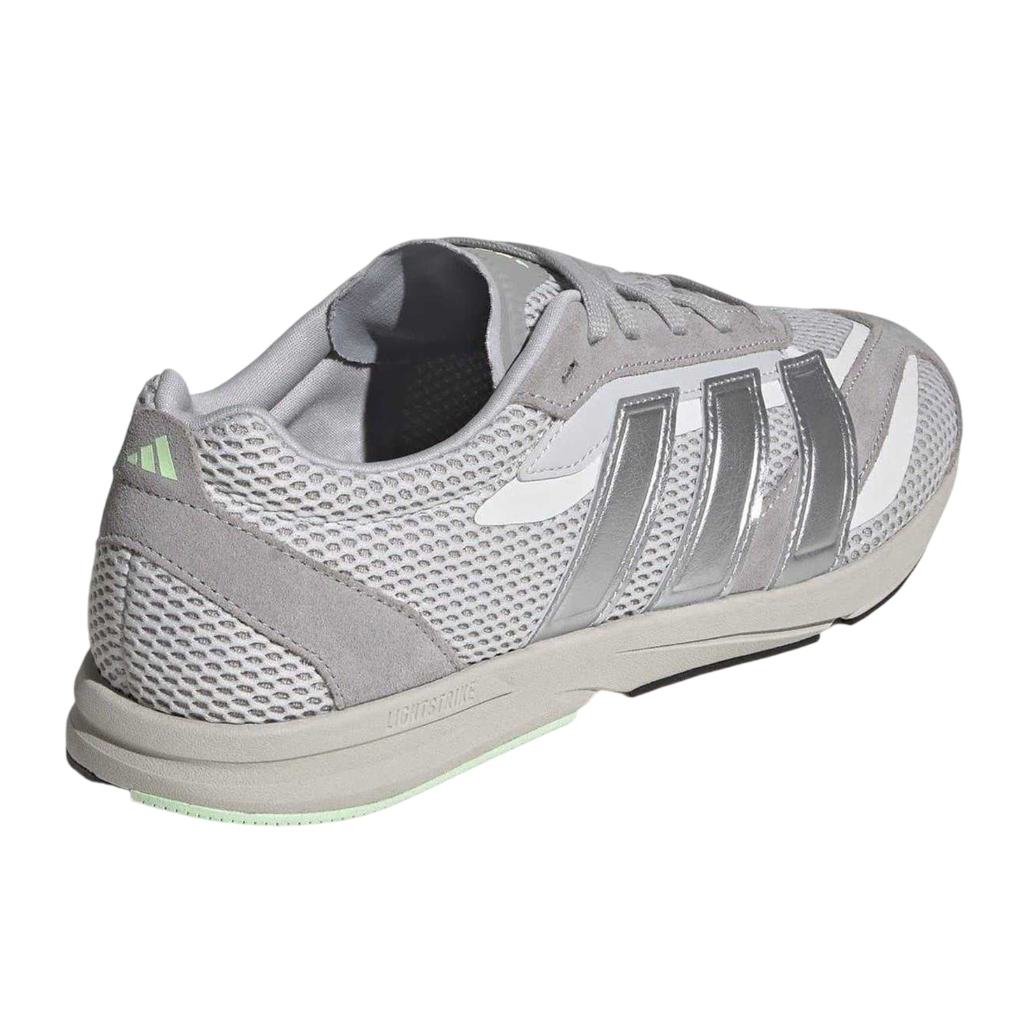 White-Silver - Back - Adidas Womens-Ladies Lightblaze 3 Stripes Suede Shoes
