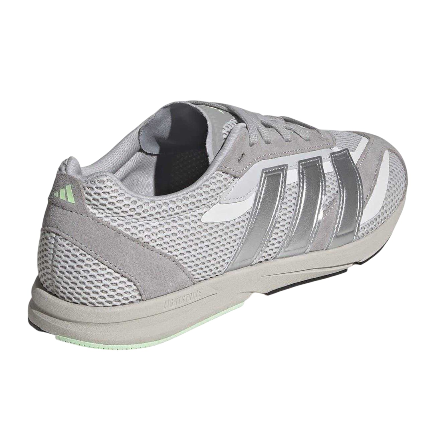 White-Silver - Back - Adidas Womens-Ladies Lightblaze 3 Stripes Suede Shoes