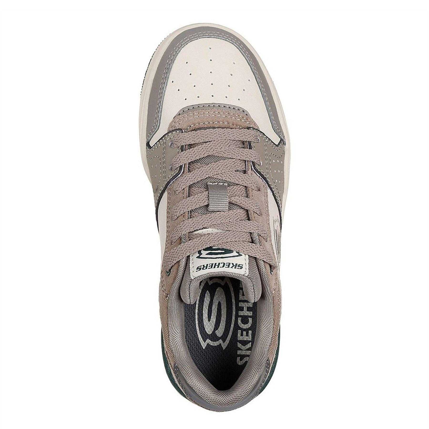 Taupe - Side - Skechers Childrens-Kids SKX-228 Suede Panel Low Trainers