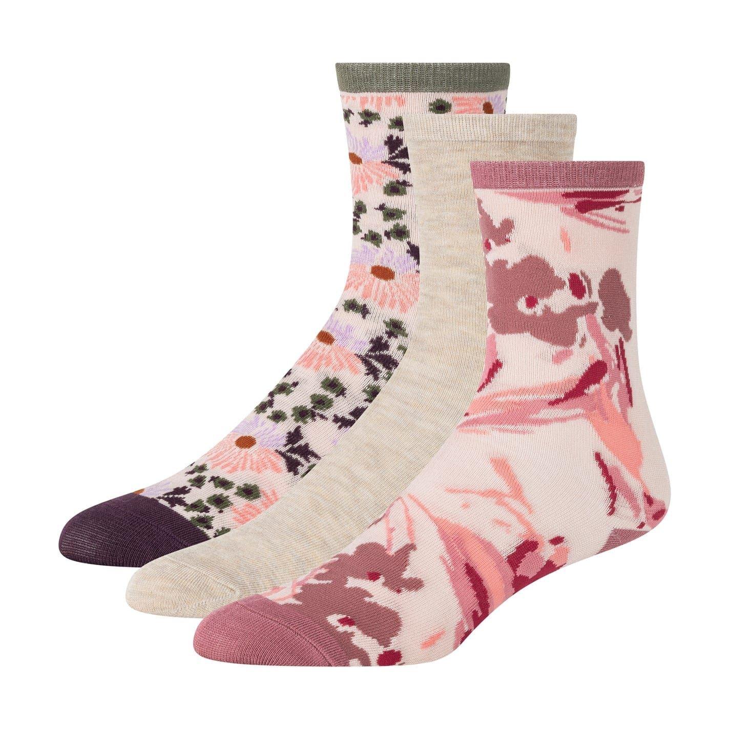 Ivory - Back - Ted Baker Womens-Ladies Floral Crew Socks (Pack of 3)