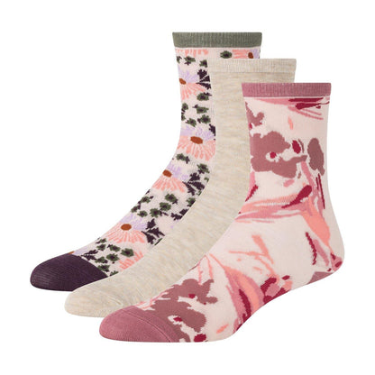 Ivory - Back - Ted Baker Womens-Ladies Floral Crew Socks (Pack of 3)