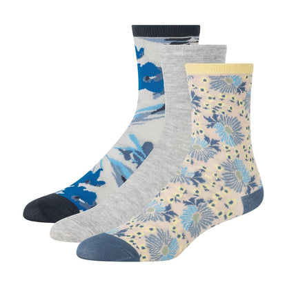 Blue-Yellow - Back - Ted Baker Womens-Ladies Floral Crew Socks (Pack of 3)