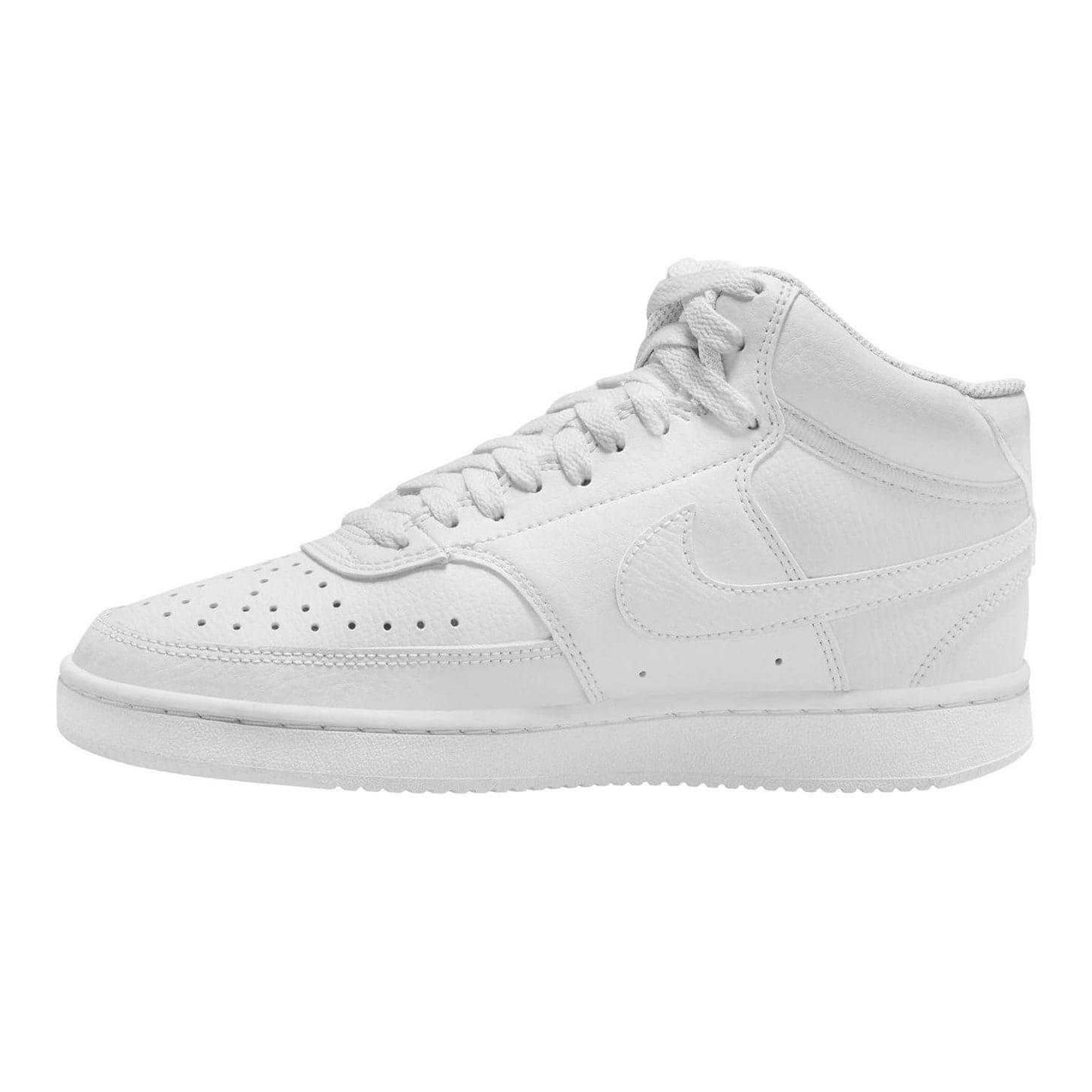 White - Side - Nike Womens-Ladies Court Vision Flat High Top Trainers