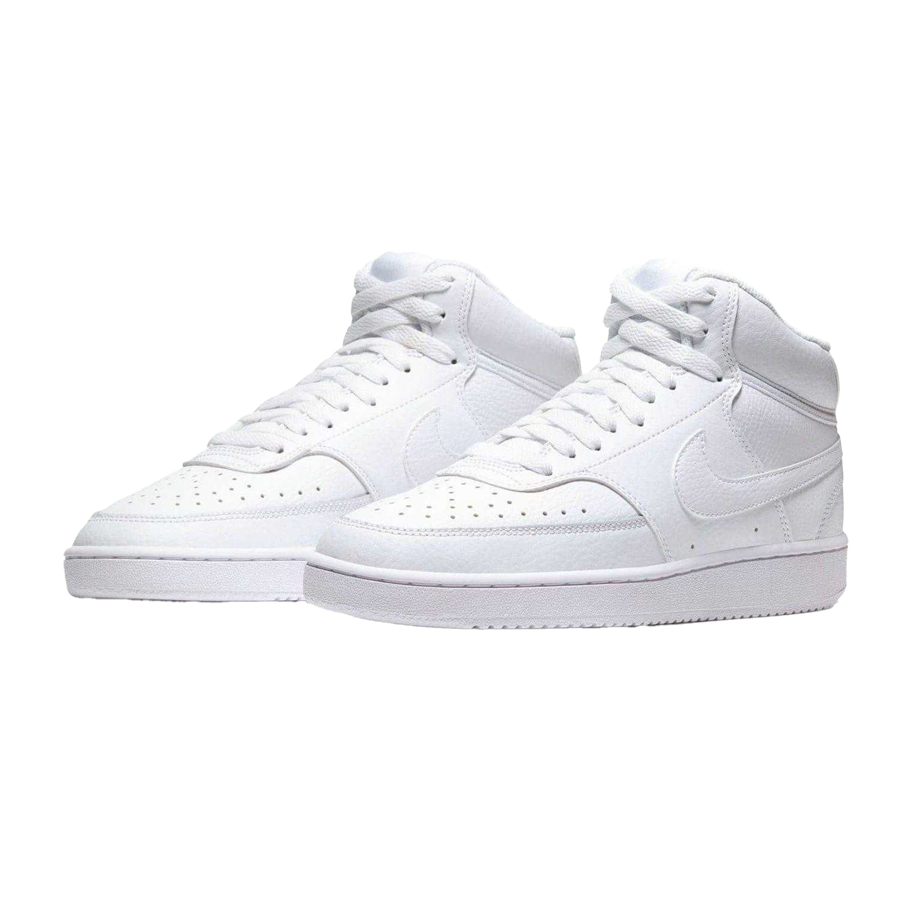 White - Pack Shot - Nike Womens-Ladies Court Vision Flat High Top Trainers