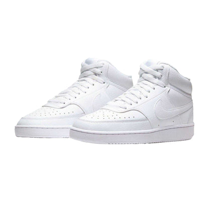 White - Pack Shot - Nike Womens-Ladies Court Vision Flat High Top Trainers