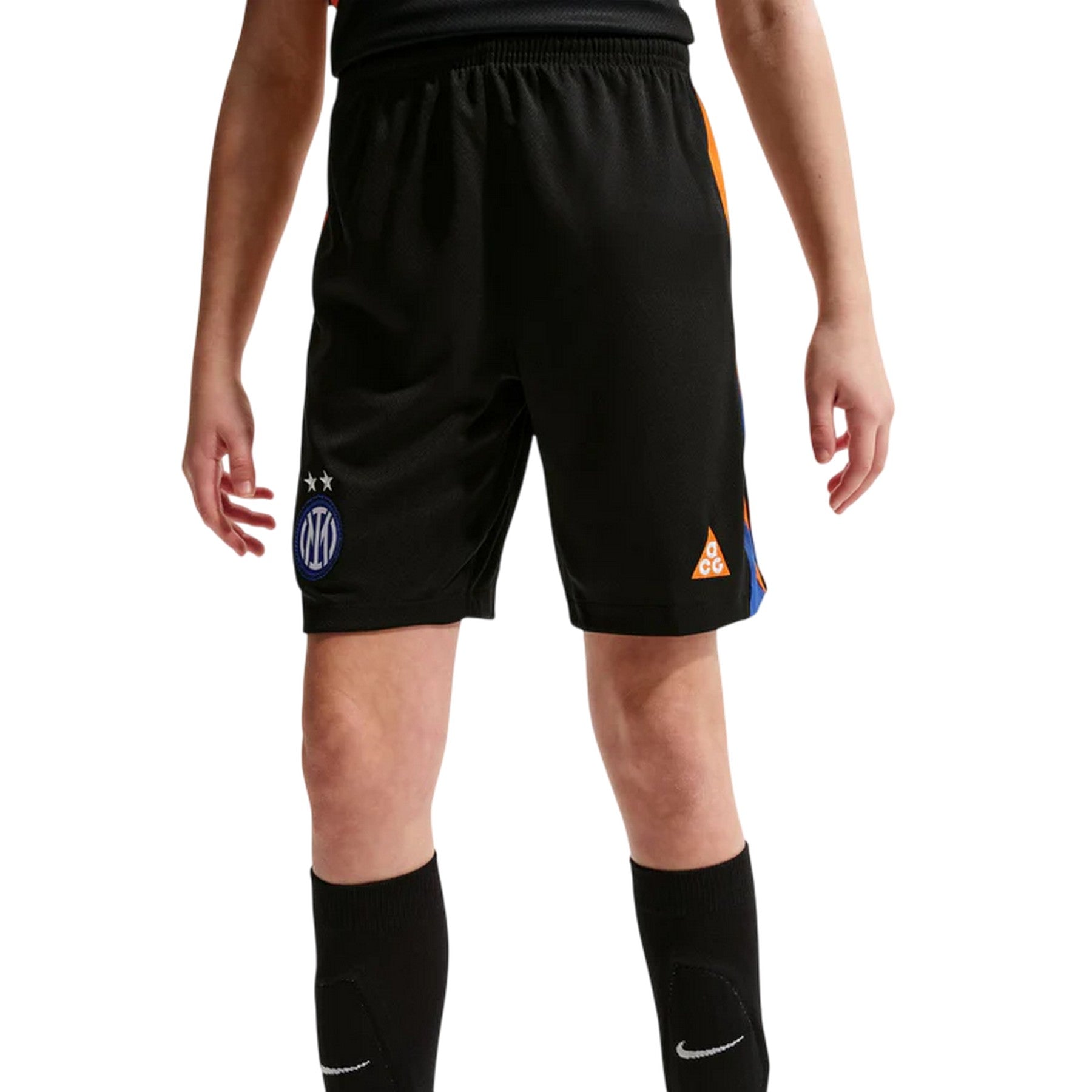 Black-Orange - Front - Nike Childrens-Kids 2025-2026 Inter Milan FC Football Shorts