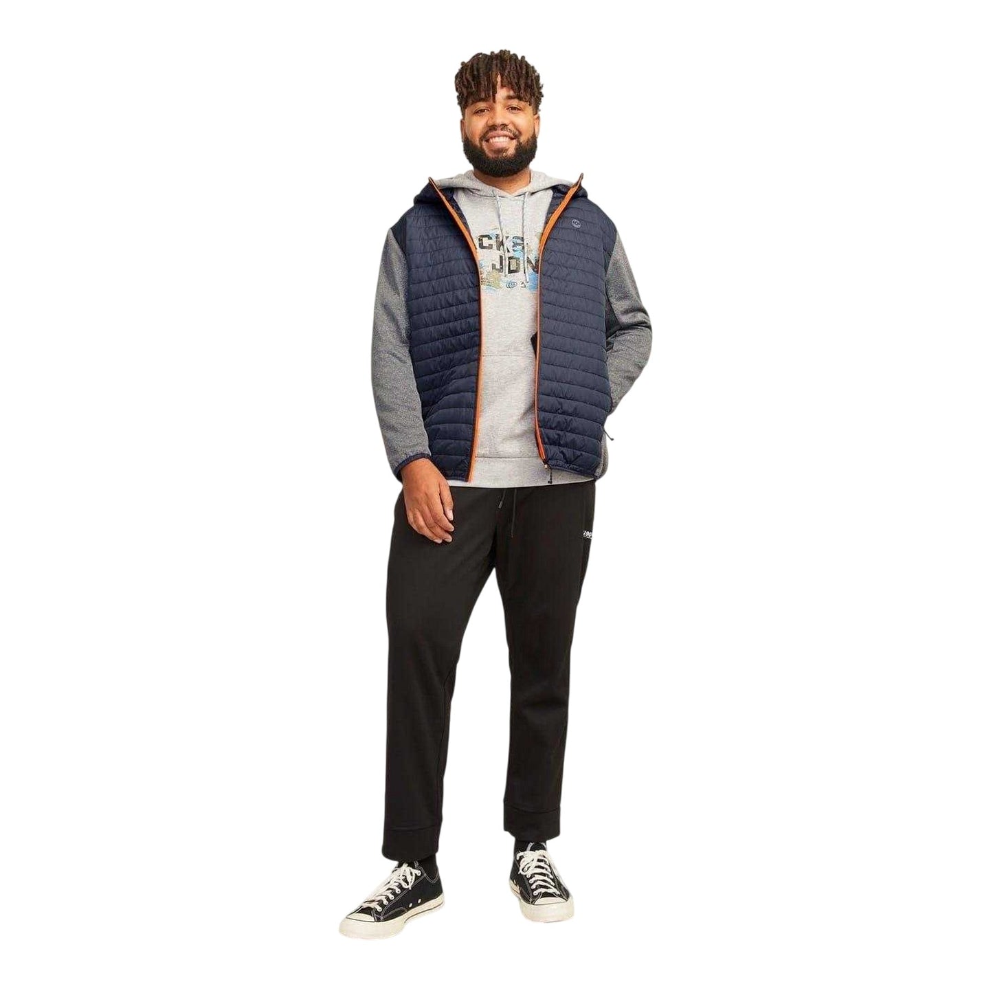 Grey Melange - Lifestyle - Jack And Jones Mens Quilted Ribbed Cuff Plus Puffer Jacket