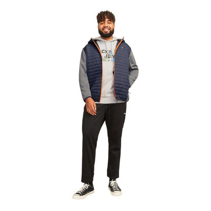 Grey Melange - Lifestyle - Jack And Jones Mens Quilted Ribbed Cuff Plus Puffer Jacket