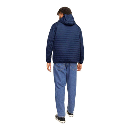 Navy Blazer - Back - Jack And Jones Mens Quilted Ribbed Cuff Plus Puffer Jacket