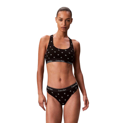 Black - Lifestyle - Calvin Klein Womens-Ladies Repeat Logo Thong
