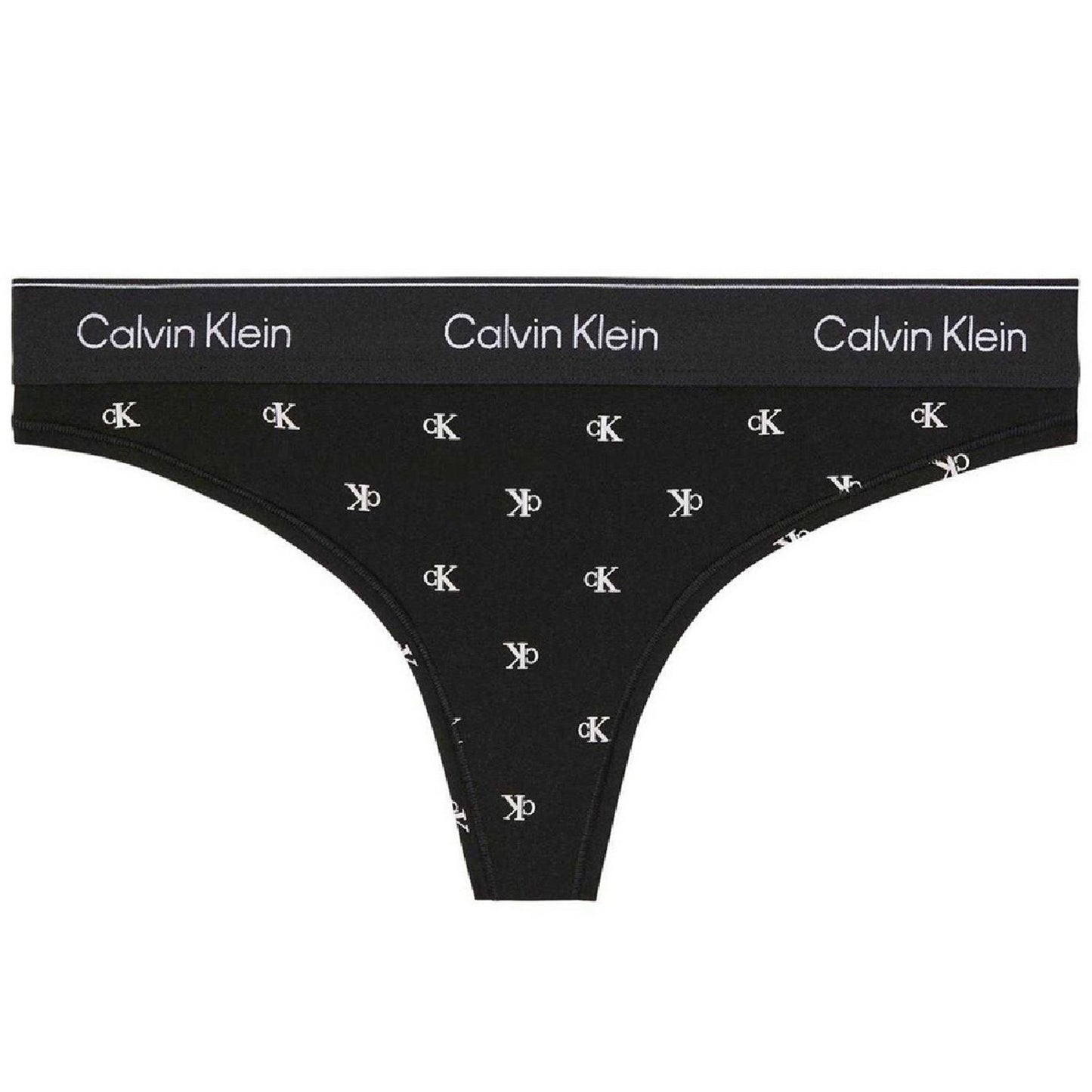 Black - Front - Calvin Klein Womens-Ladies Repeat Logo Thong