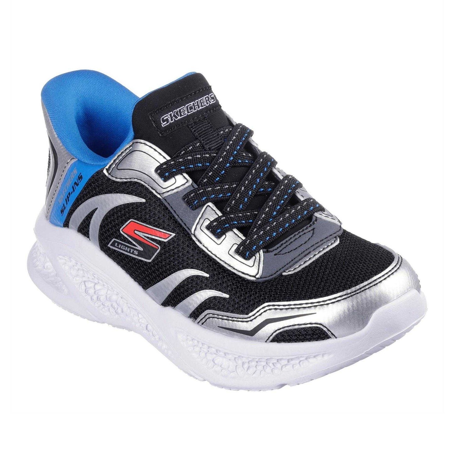 Silver-Black - Back - Skechers Childrens-Kids AirCool Slip-In Trainers