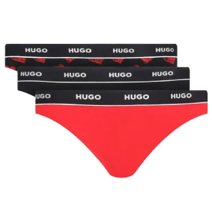 Black-Red - Back - Hugo Womens-Ladies Heart Thong (Pack of 3)