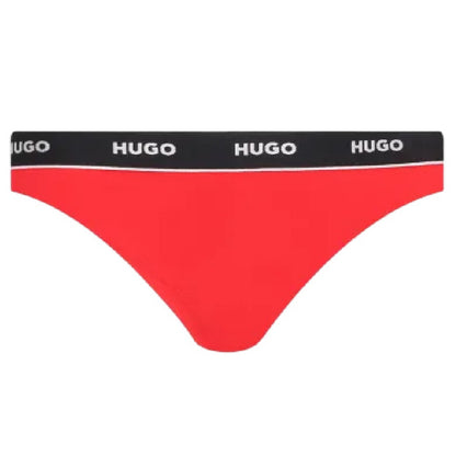 Black-Red - Side - Hugo Womens-Ladies Heart Thong (Pack of 3)