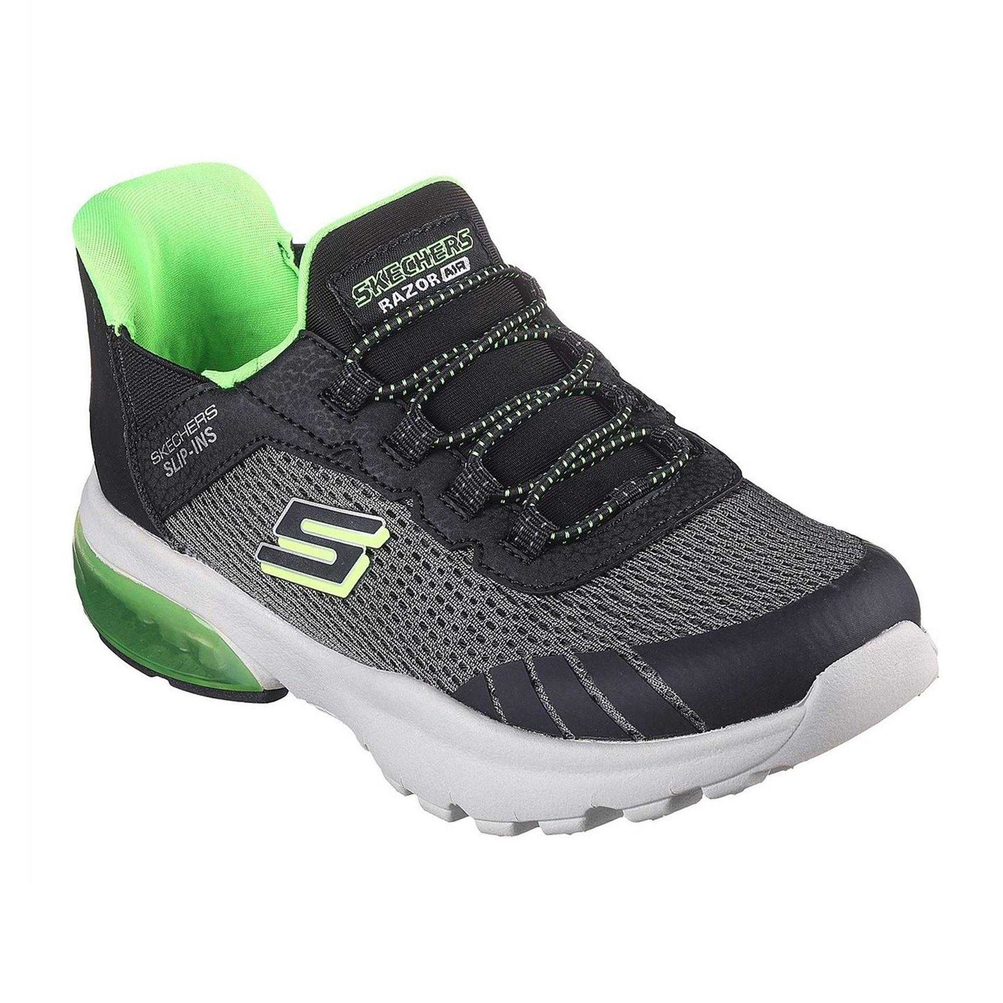 Charcoal-Black - Pack Shot - Skechers Childrens-Kids Razor Air - Hyper-Brisk Slip-In Trainers