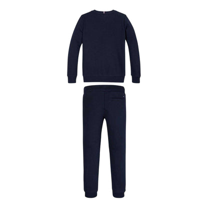 Navy - Back - Tommy Hilfiger Childrens-Kids Logo Crew Neck Co-ord Set