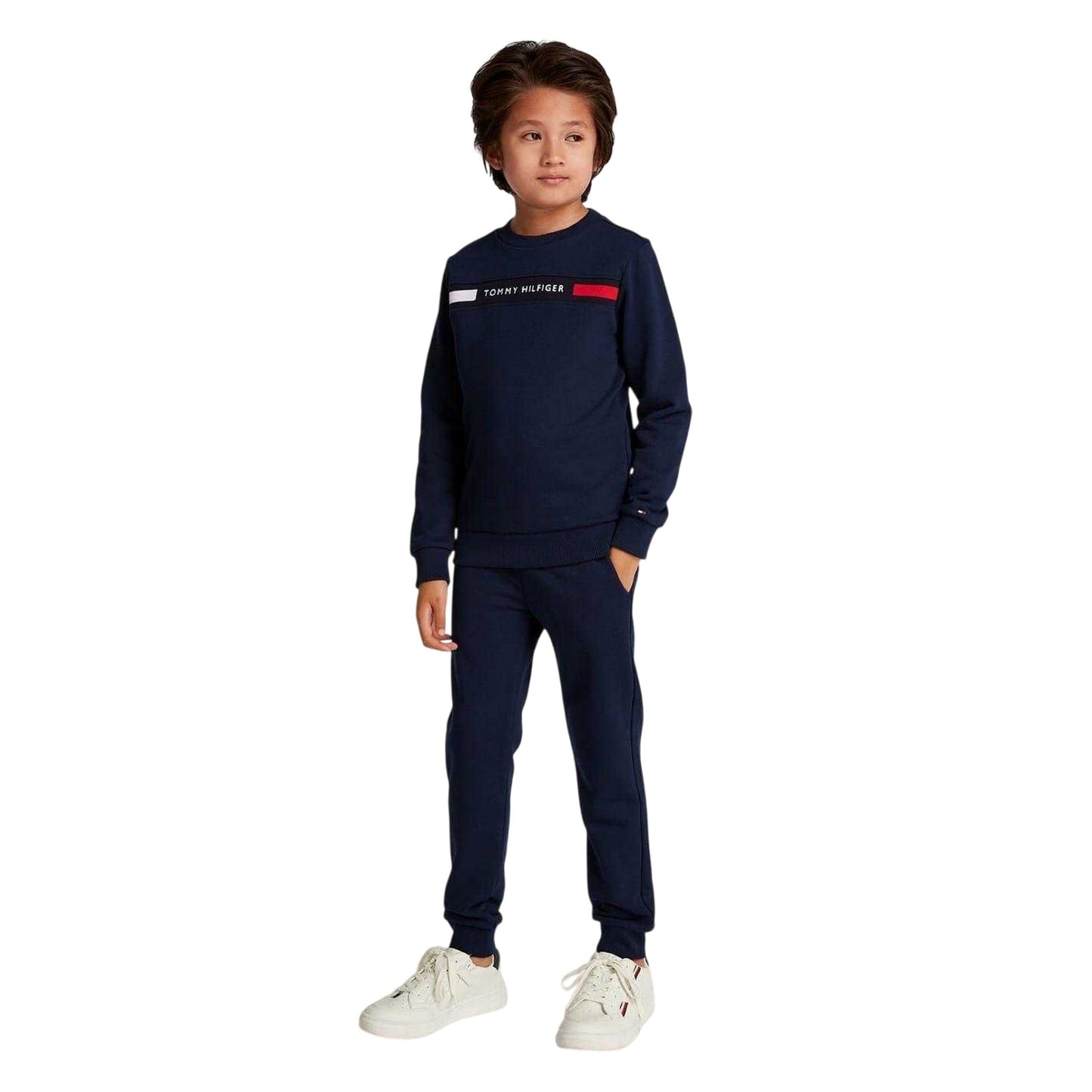 Navy - Lifestyle - Tommy Hilfiger Childrens-Kids Logo Crew Neck Co-ord Set