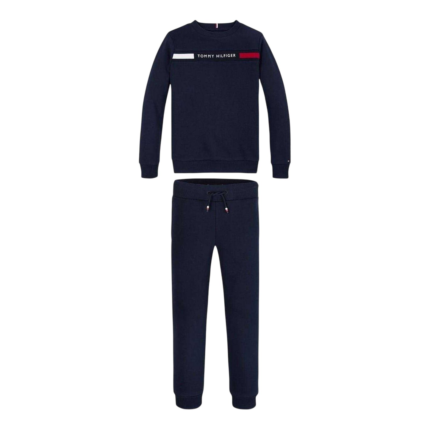 Navy - Front - Tommy Hilfiger Childrens-Kids Logo Crew Neck Co-ord Set