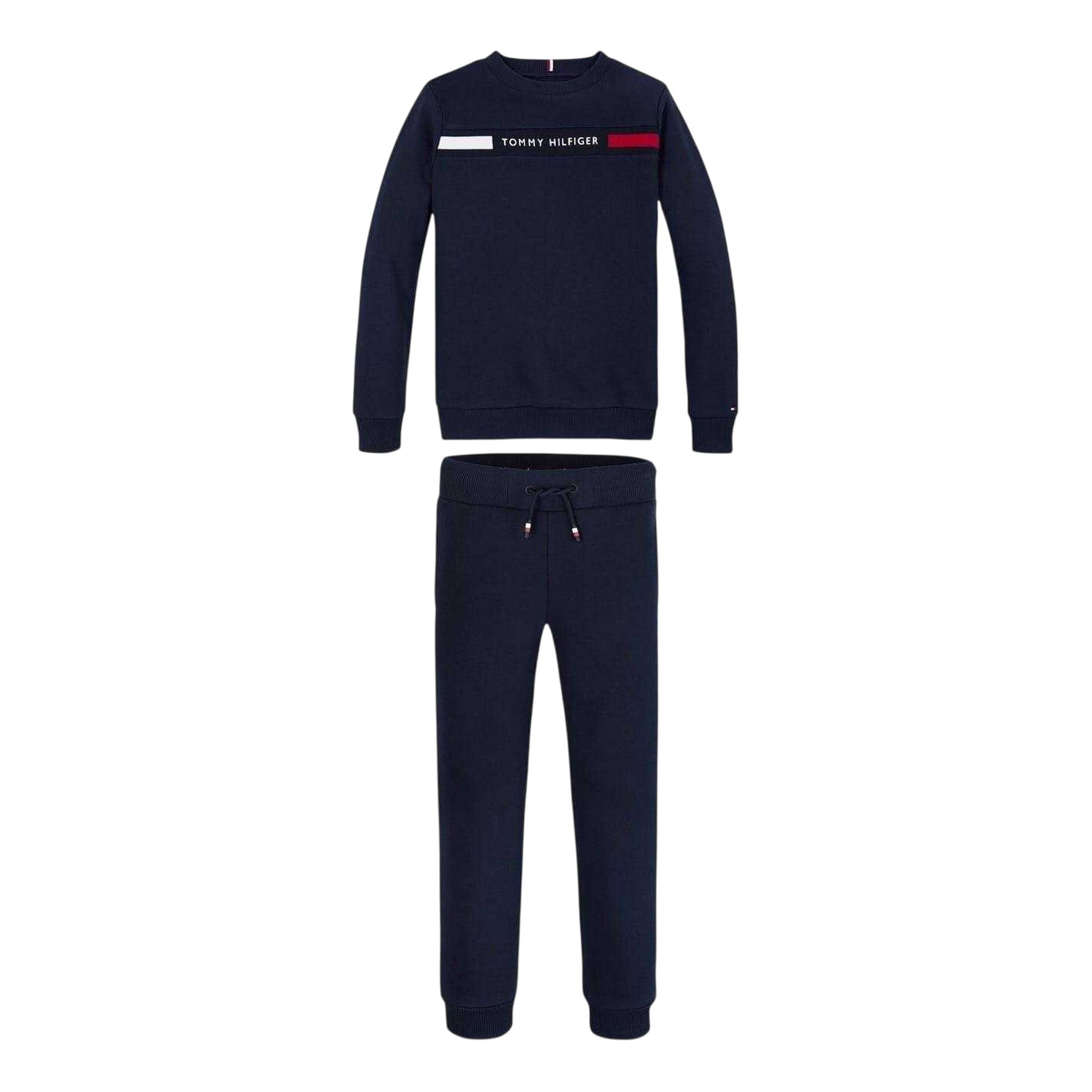 Navy - Front - Tommy Hilfiger Childrens-Kids Logo Crew Neck Co-ord Set