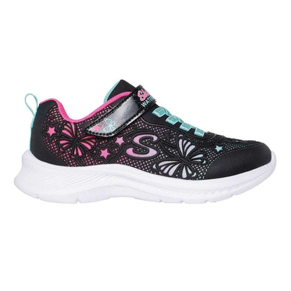 Black-Pink - Front - Skechers Girls Jumpsters 2.0 Butterfly Flat Trainers