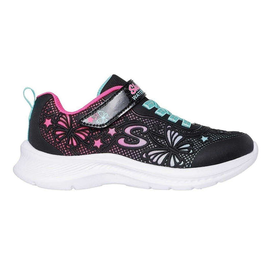 Black-Pink - Front - Skechers Girls Jumpsters 2.0 Butterfly Flat Trainers