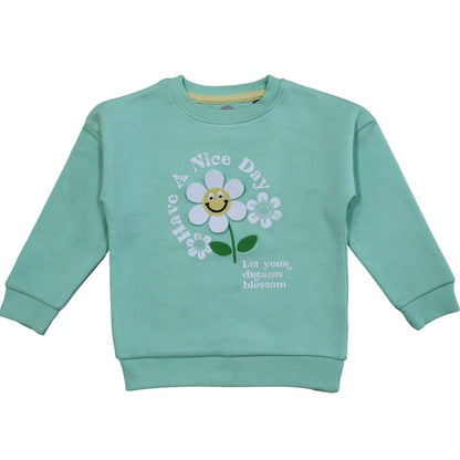 Green-Blue - Back - Hello World Childrens-Kids Daisy Top And Leggings Set